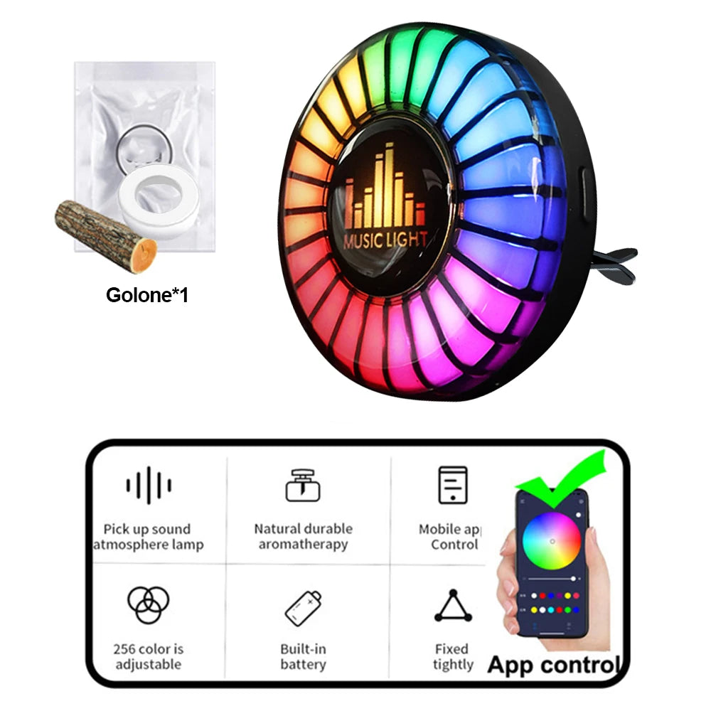 Car Music Rhythm Sound Control Colorful LED Light With Fragrance Holder