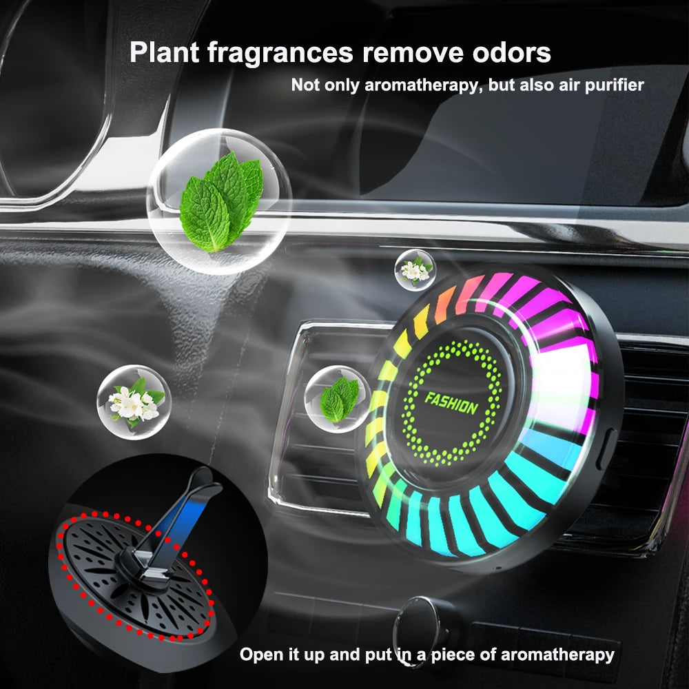 Car Music Rhythm Sound Control Colorful LED Light With Fragrance Holder