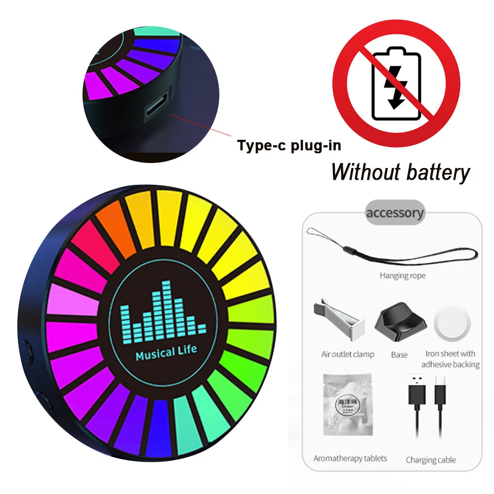 Car Music Rhythm Sound Control Colorful LED Light With Fragrance Holder