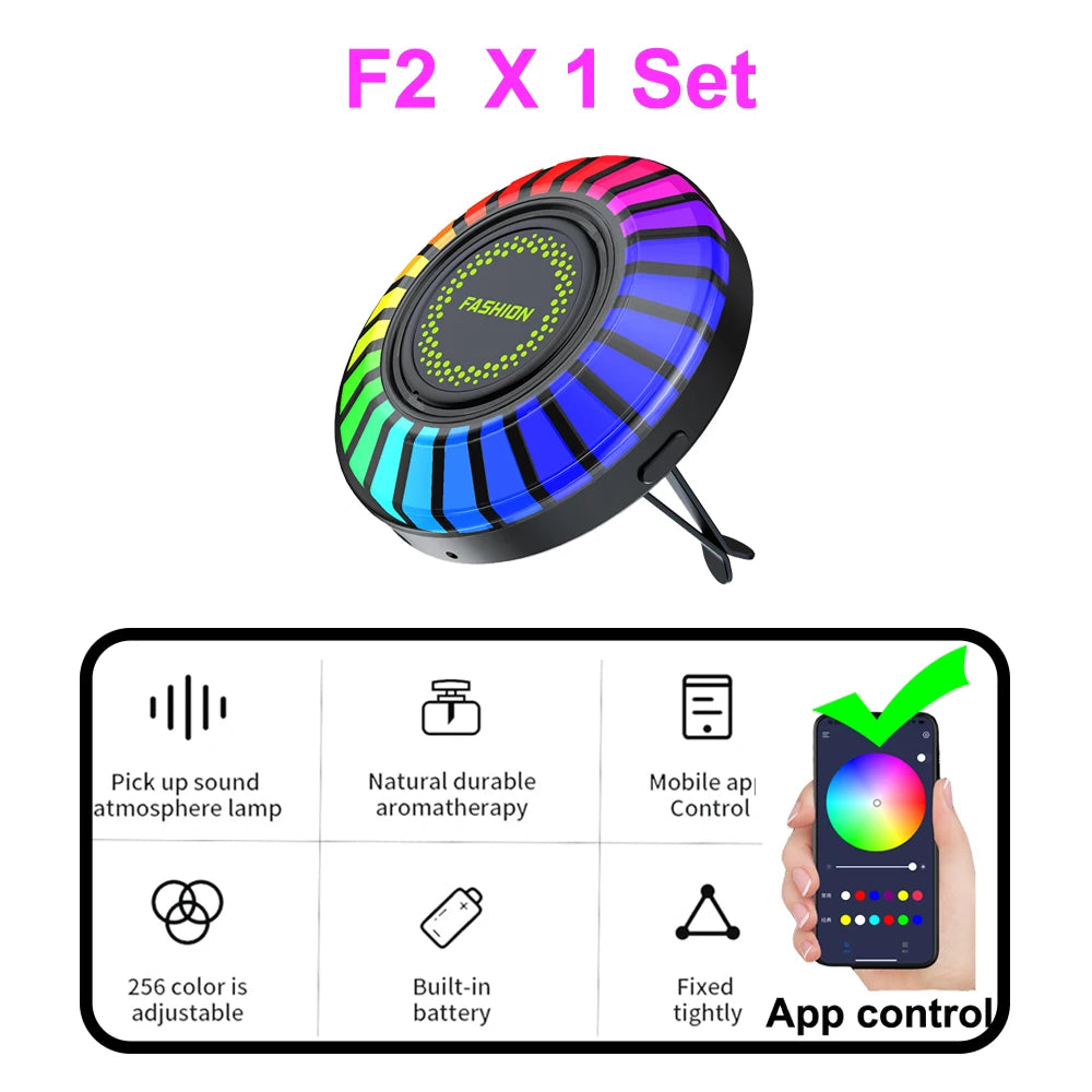 Car Music Rhythm Sound Control Colorful LED Light With Fragrance Holder