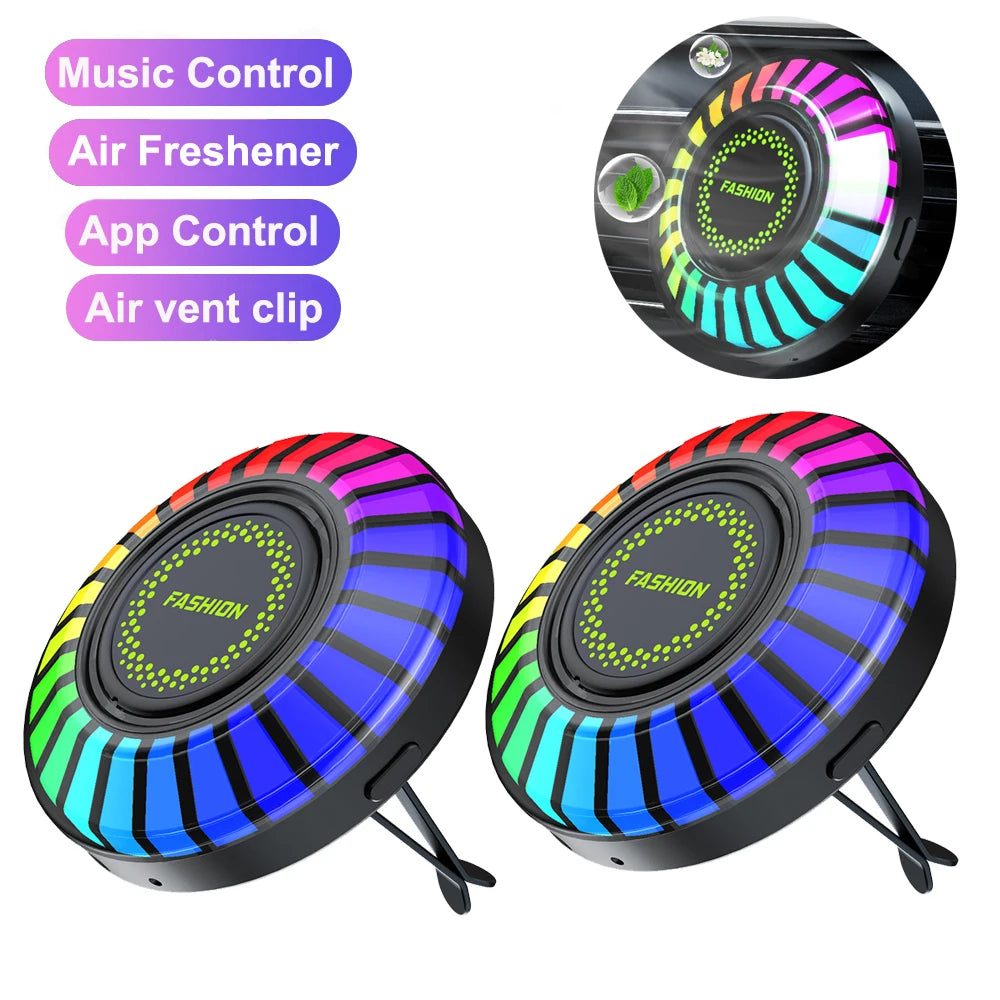 Car Music Rhythm Sound Control Colorful LED Light With Fragrance Holder