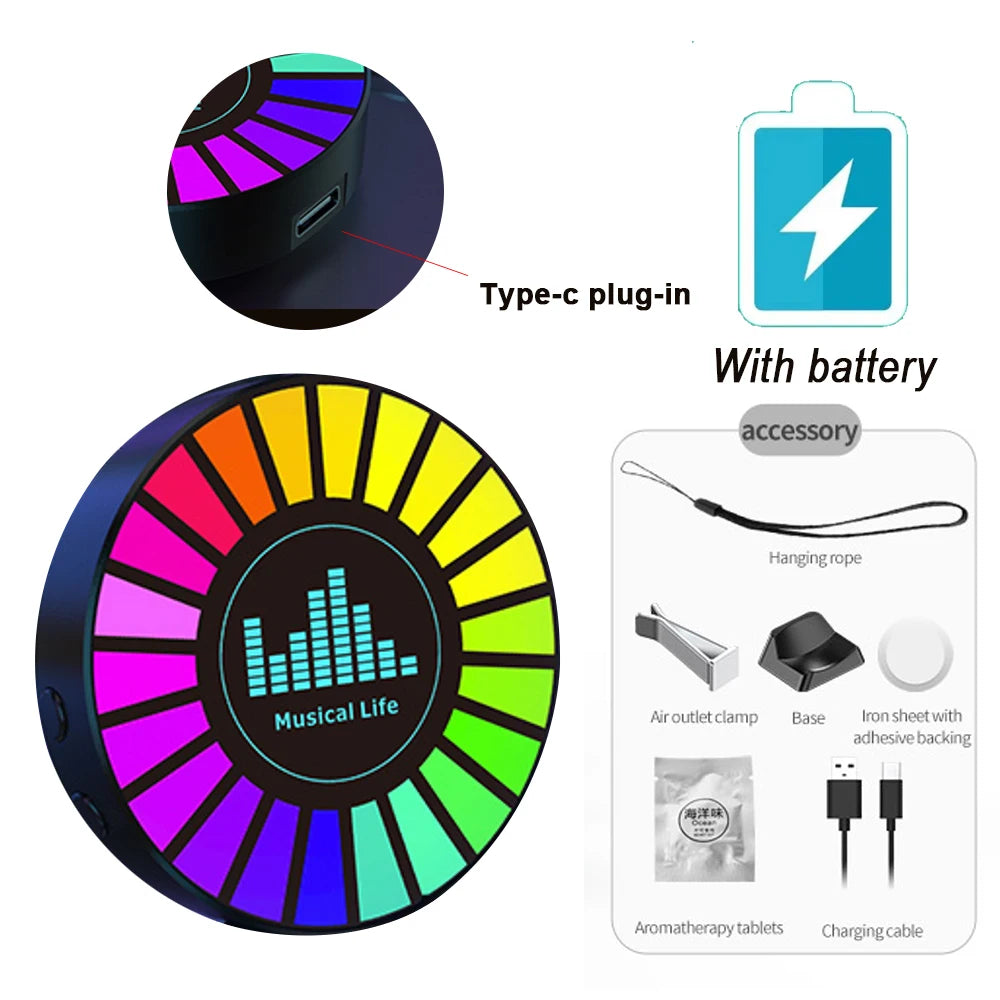 Car Music Rhythm Sound Control Colorful LED Light With Fragrance Holder