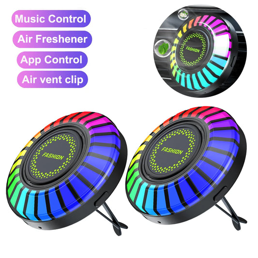 Car Music Rhythm Sound Control Colorful LED Light With Fragrance Holder